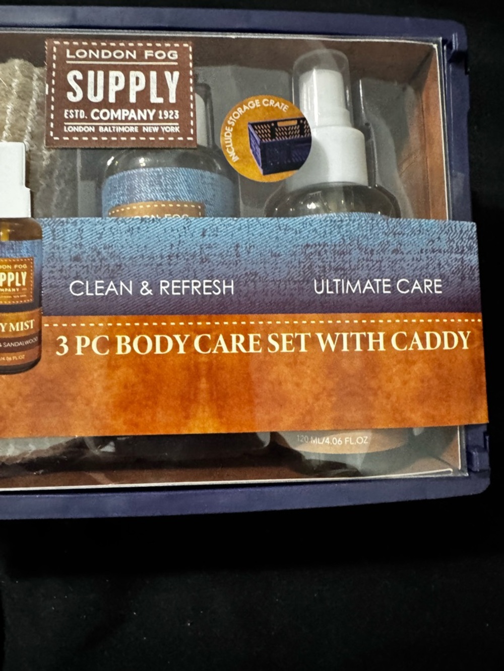 NWT London Fog 3-Piece Body Care Set with Caddy - Navy - Picture 3 of 9
